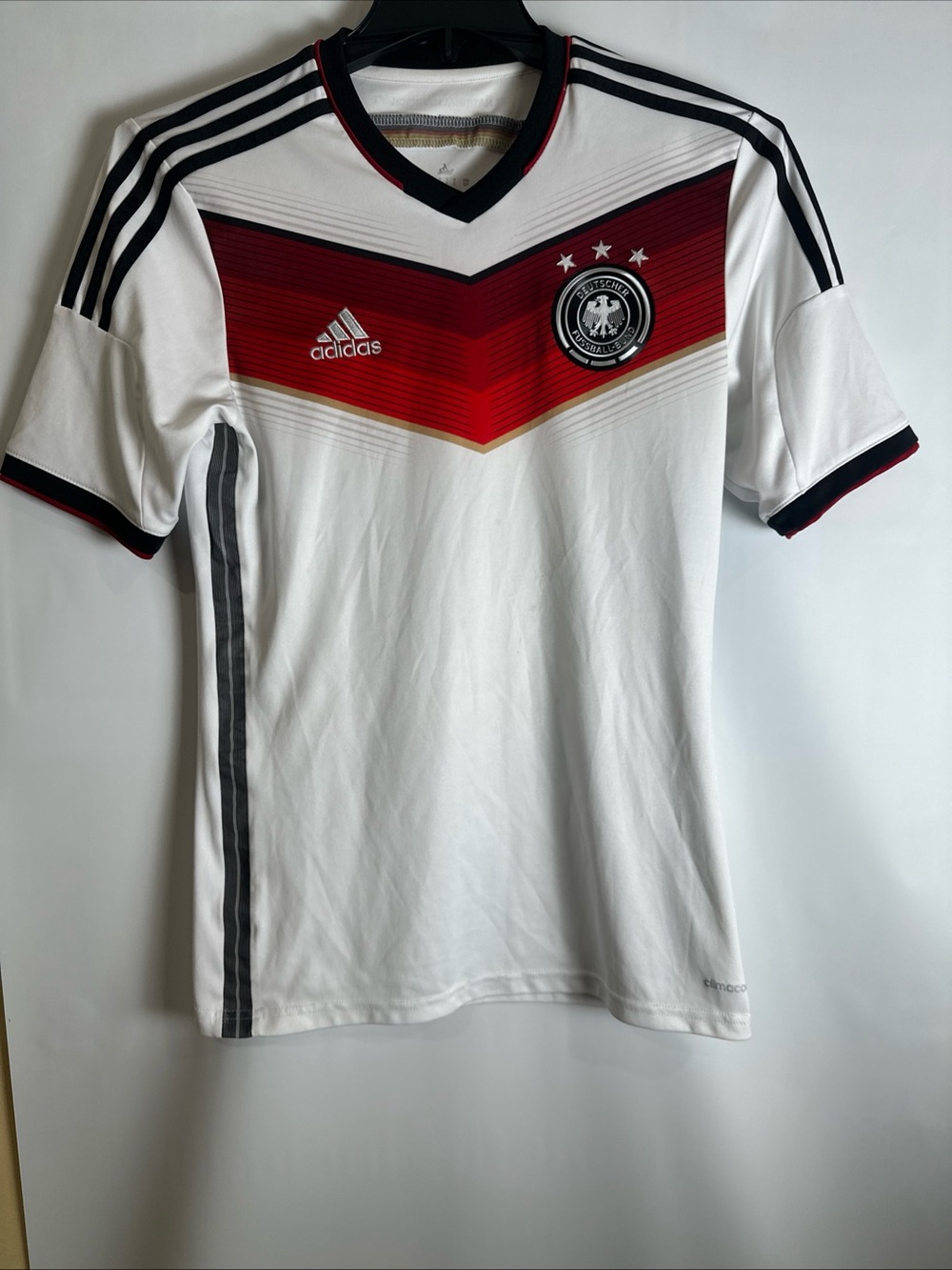 adidas White and Red Germany Football Jersey with Crest